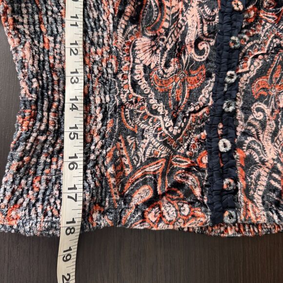 Free People Dare Me Top Women Medium Velvet Romantic Blouse Festival Boho NEW - Picture 10 of 11